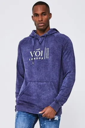 Queensway Acidwash Hoodie- Navy