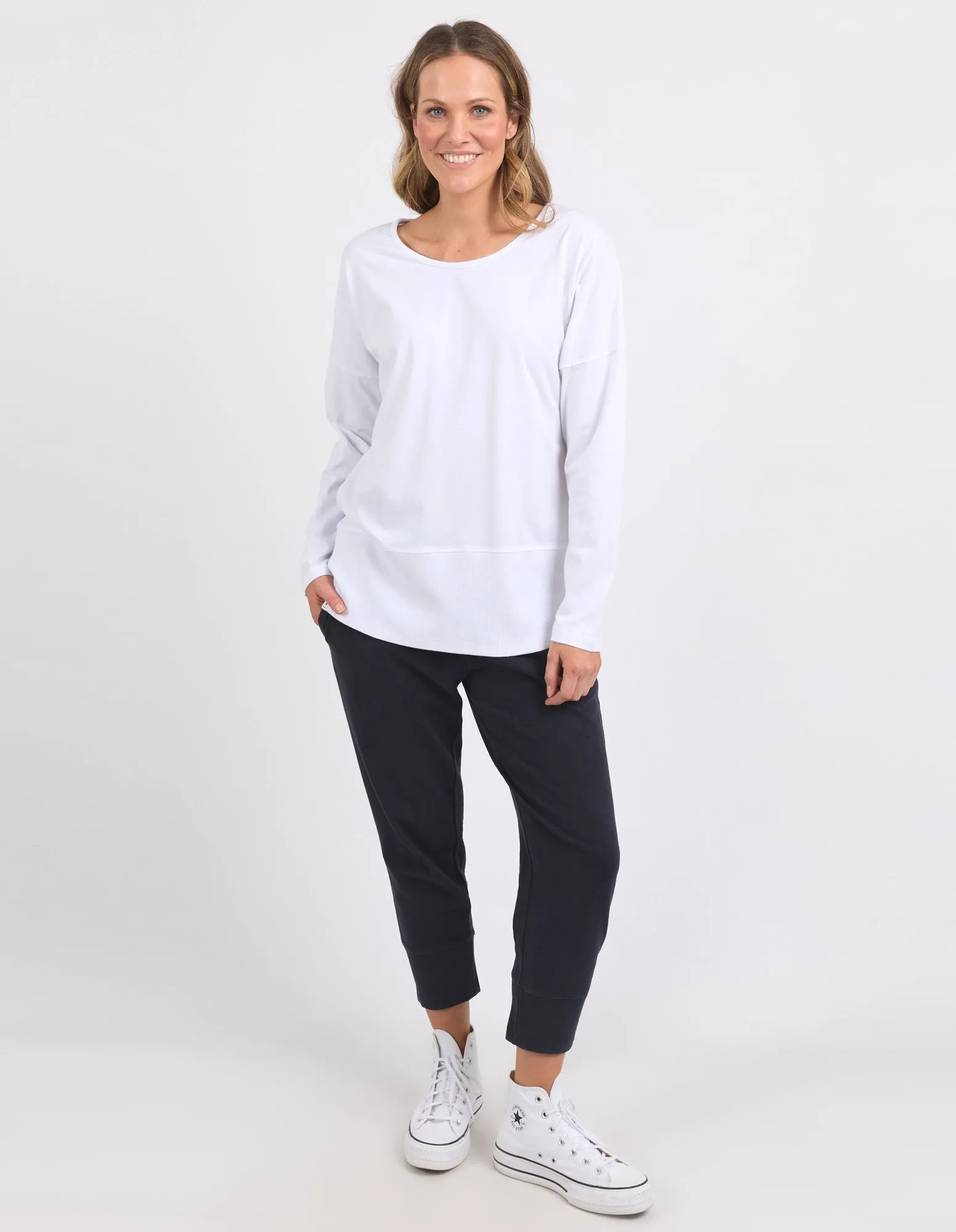 Rib Long Sleeve White