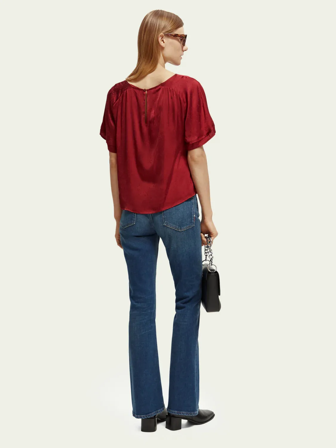 Scotch & Soda Flutter Sleeve Top in Rhubarb (S)