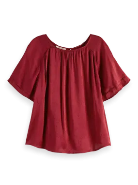 Scotch & Soda Flutter Sleeve Top in Rhubarb (S)