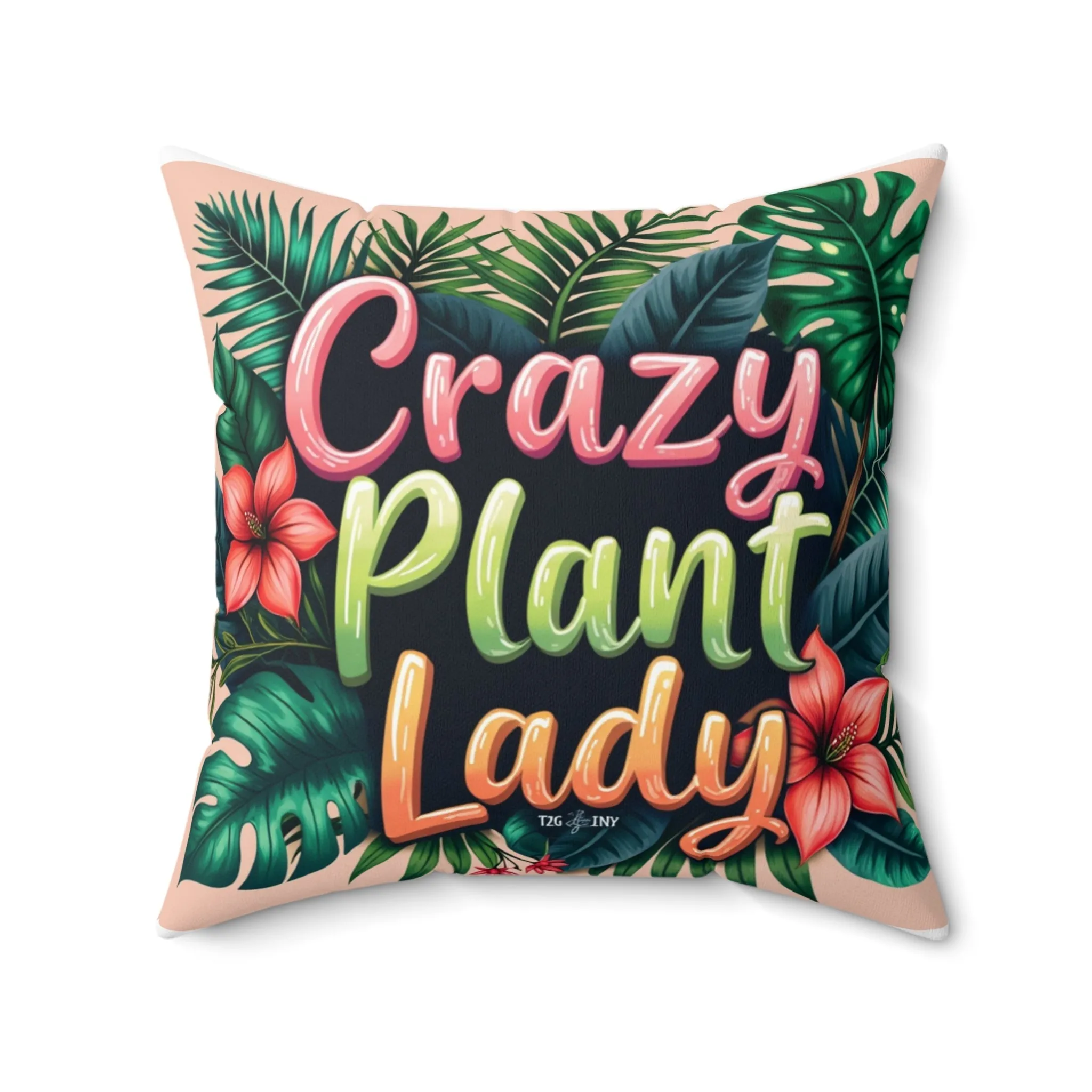 Square Pillow Crazy Plant Lady Tropical Plants Flowers Tiny Zen Gardens Design