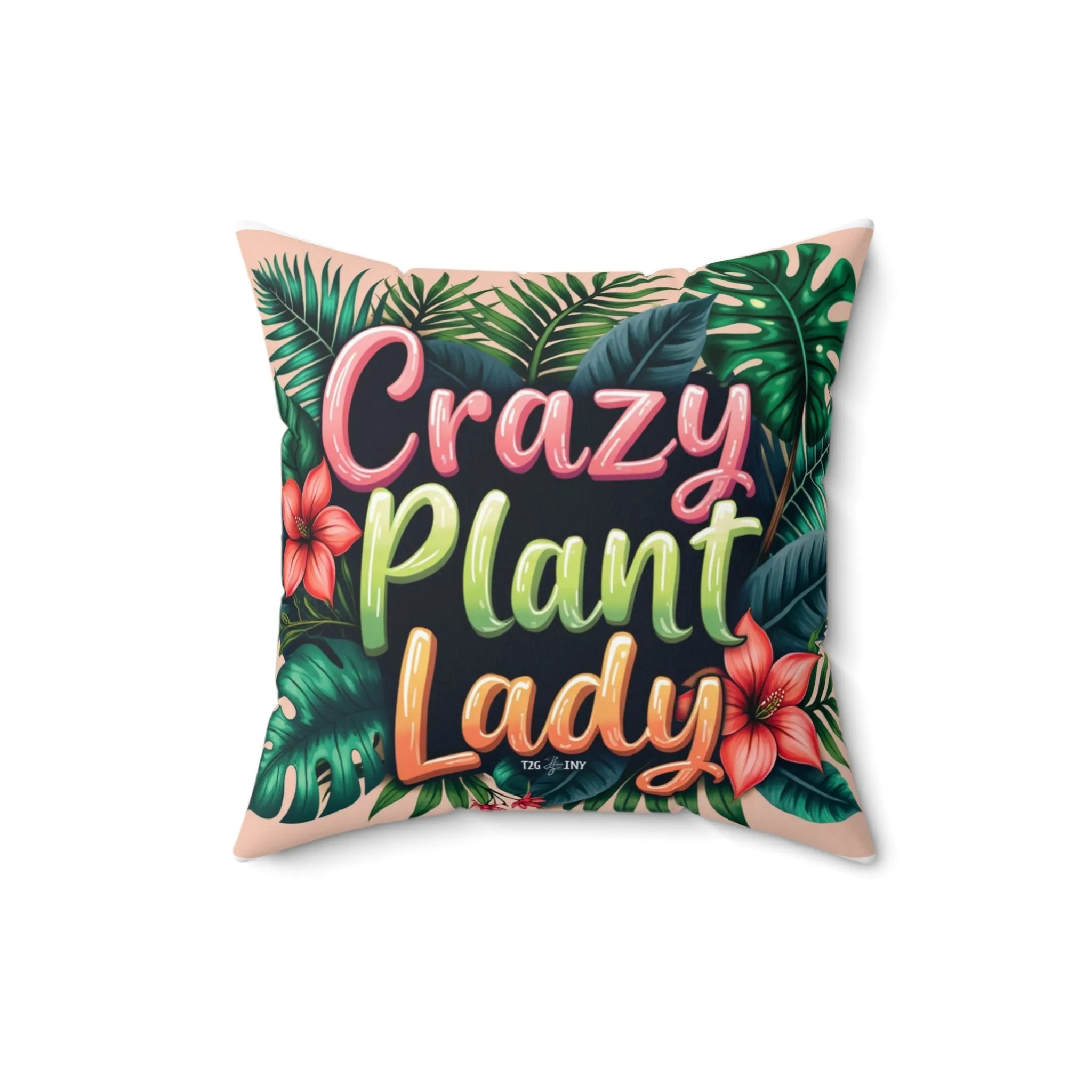 Square Pillow Crazy Plant Lady Tropical Plants Flowers Tiny Zen Gardens Design