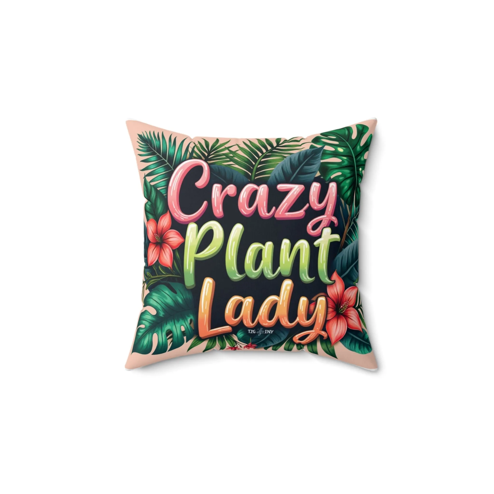 Square Pillow Crazy Plant Lady Tropical Plants Flowers Tiny Zen Gardens Design