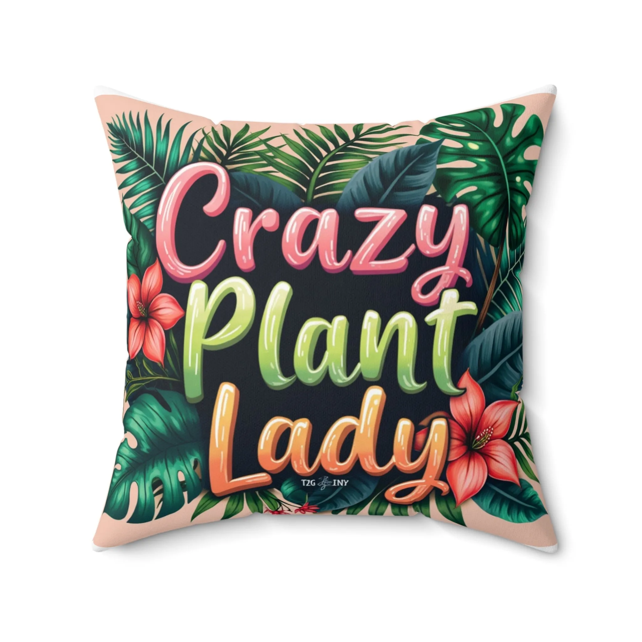 Square Pillow Crazy Plant Lady Tropical Plants Flowers Tiny Zen Gardens Design