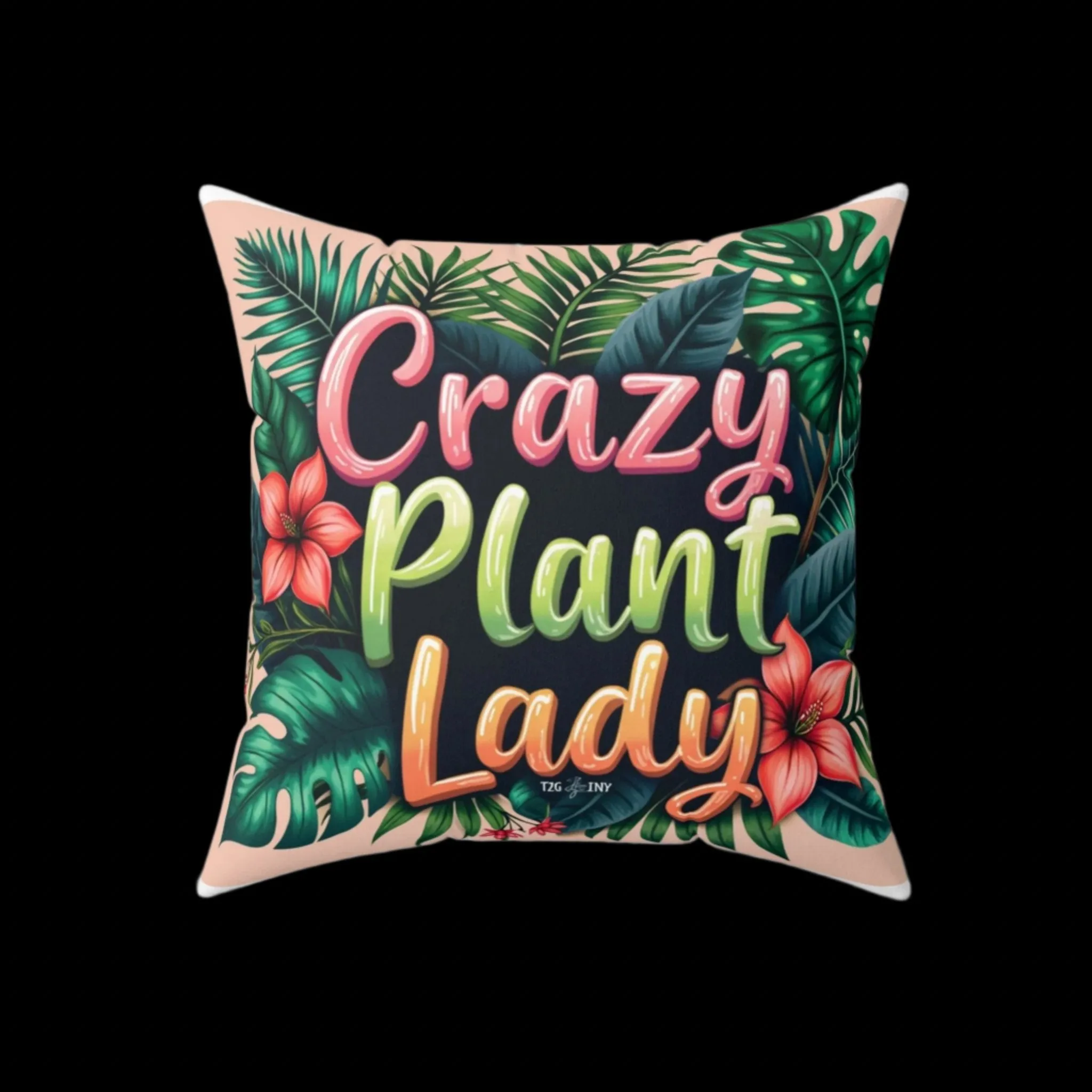 Square Pillow Crazy Plant Lady Tropical Plants Flowers Tiny Zen Gardens Design