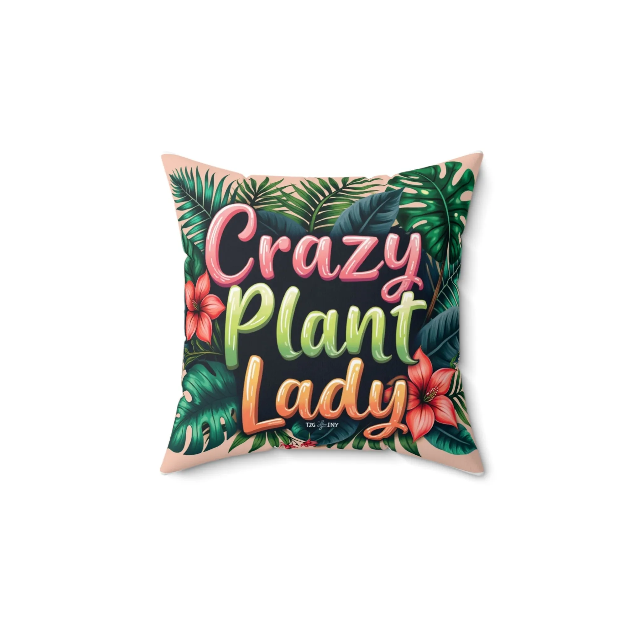 Square Pillow Crazy Plant Lady Tropical Plants Flowers Tiny Zen Gardens Design