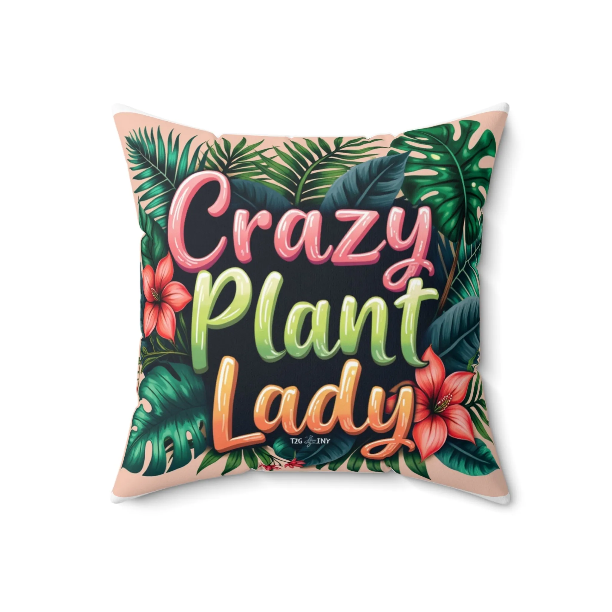Square Pillow Crazy Plant Lady Tropical Plants Flowers Tiny Zen Gardens Design