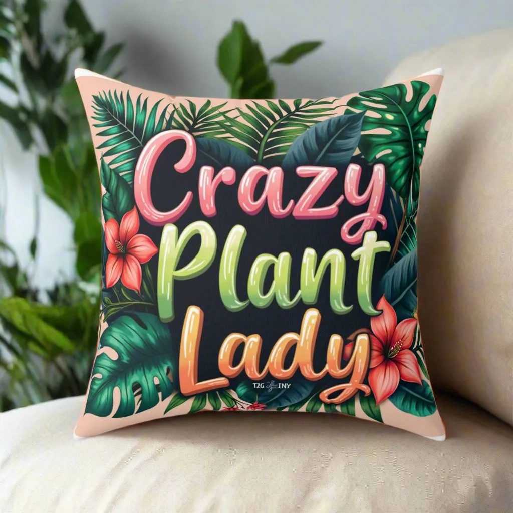 Square Pillow Crazy Plant Lady Tropical Plants Flowers Tiny Zen Gardens Design