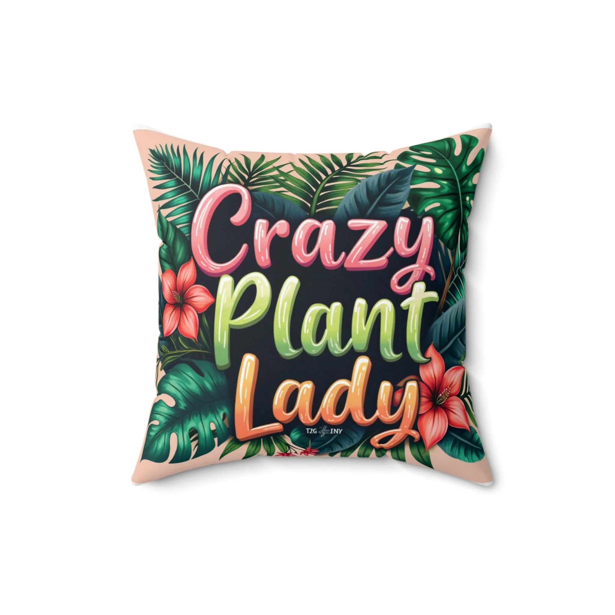 Square Pillow Crazy Plant Lady Tropical Plants Flowers Tiny Zen Gardens Design