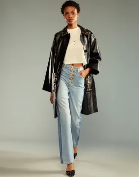 Studded Vegan Leather Coat