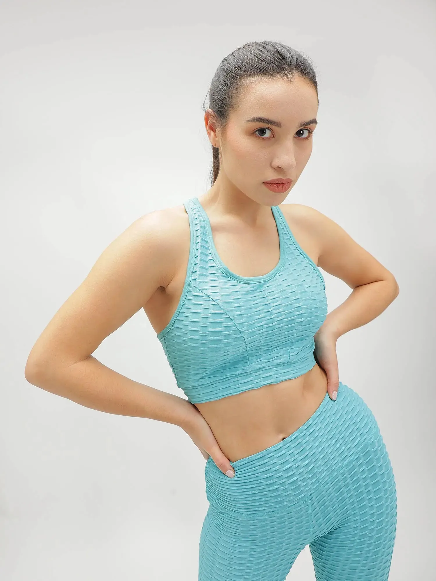 Teal Blue Snatched Sports Bra