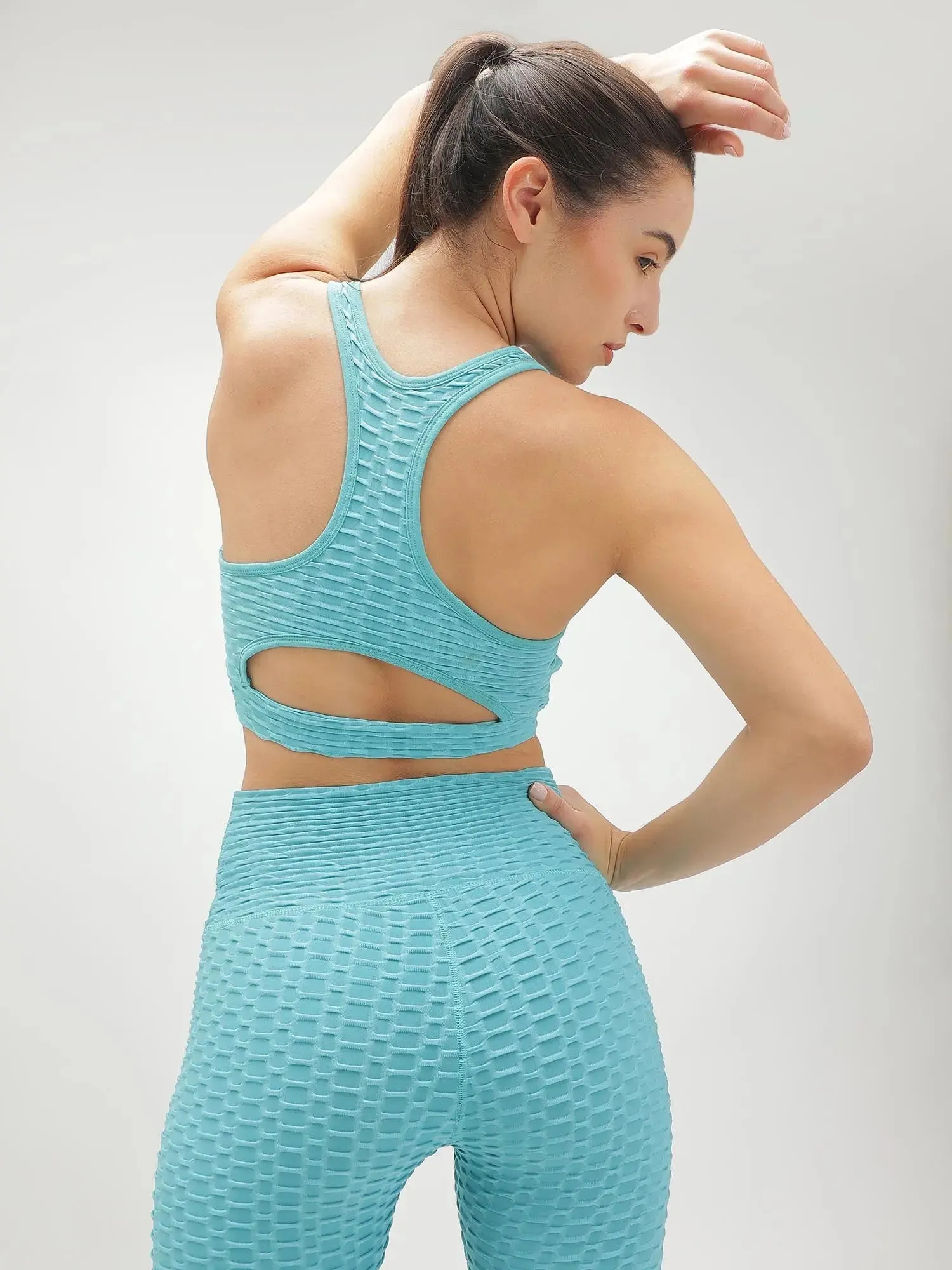 Teal Blue Snatched Sports Bra
