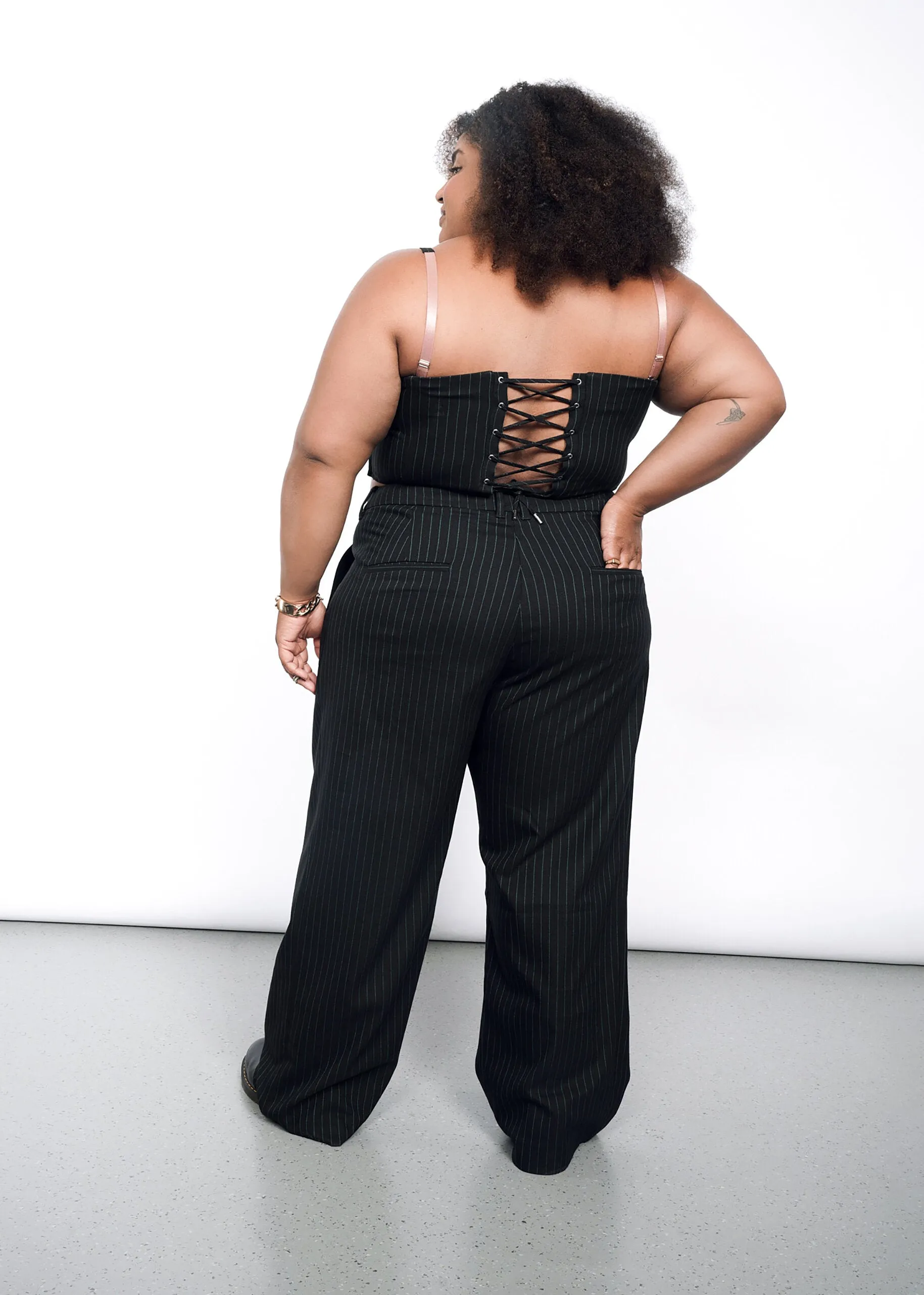 The Empower Pinstripe Wide Leg Trouser