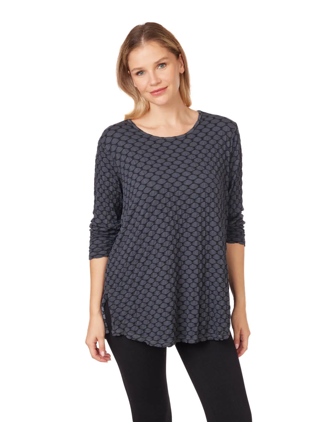 Tianello Honeycomb Knit Jersey "Martha" Blouse-(Oversized Fit)-size XS,S