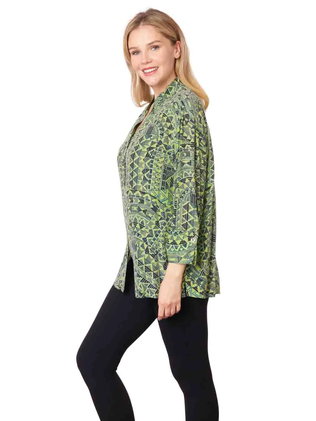 Tianello "Mezzo" Print Washable Silk "Oversized" "Taipei" Blouse