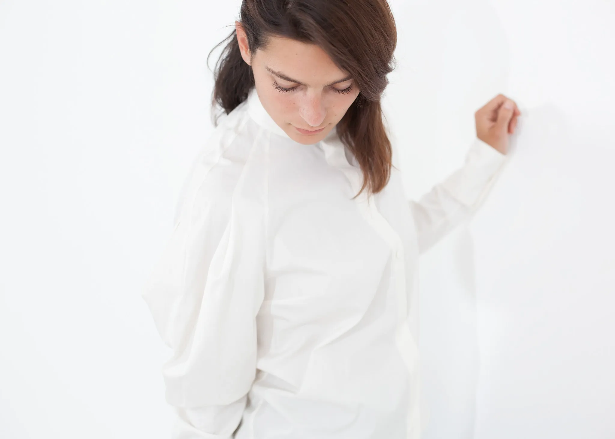 Trim Collar Poplin Blouse in Off White -UEB
