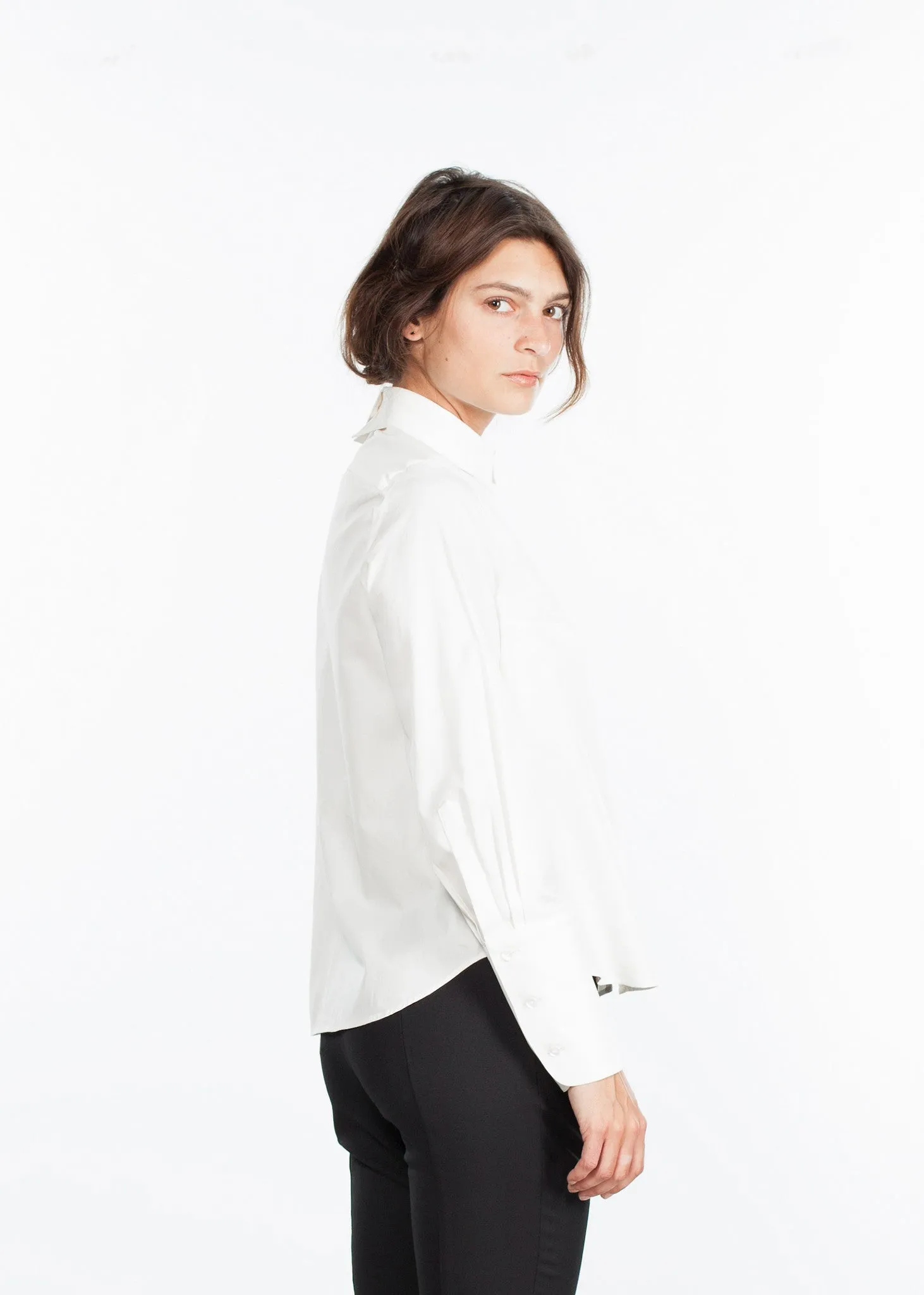 Trim Collar Poplin Blouse in Off White -UEB