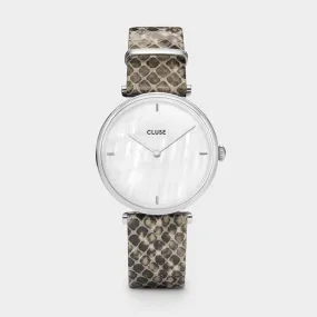 Triomphe Leather Grey Python, Silver Colour