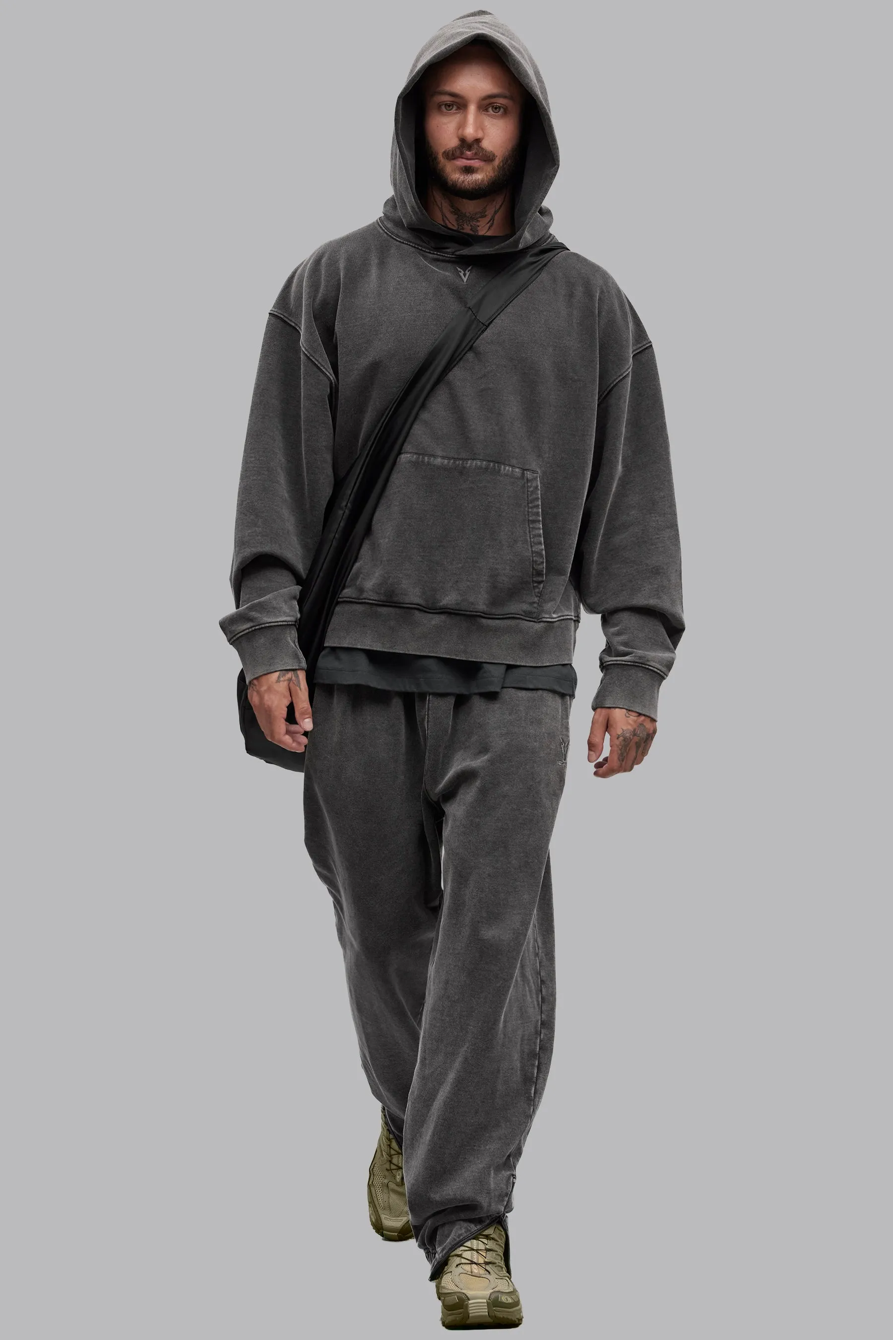 V_LYFE420 BOXY HOODIE - Gray Vintage