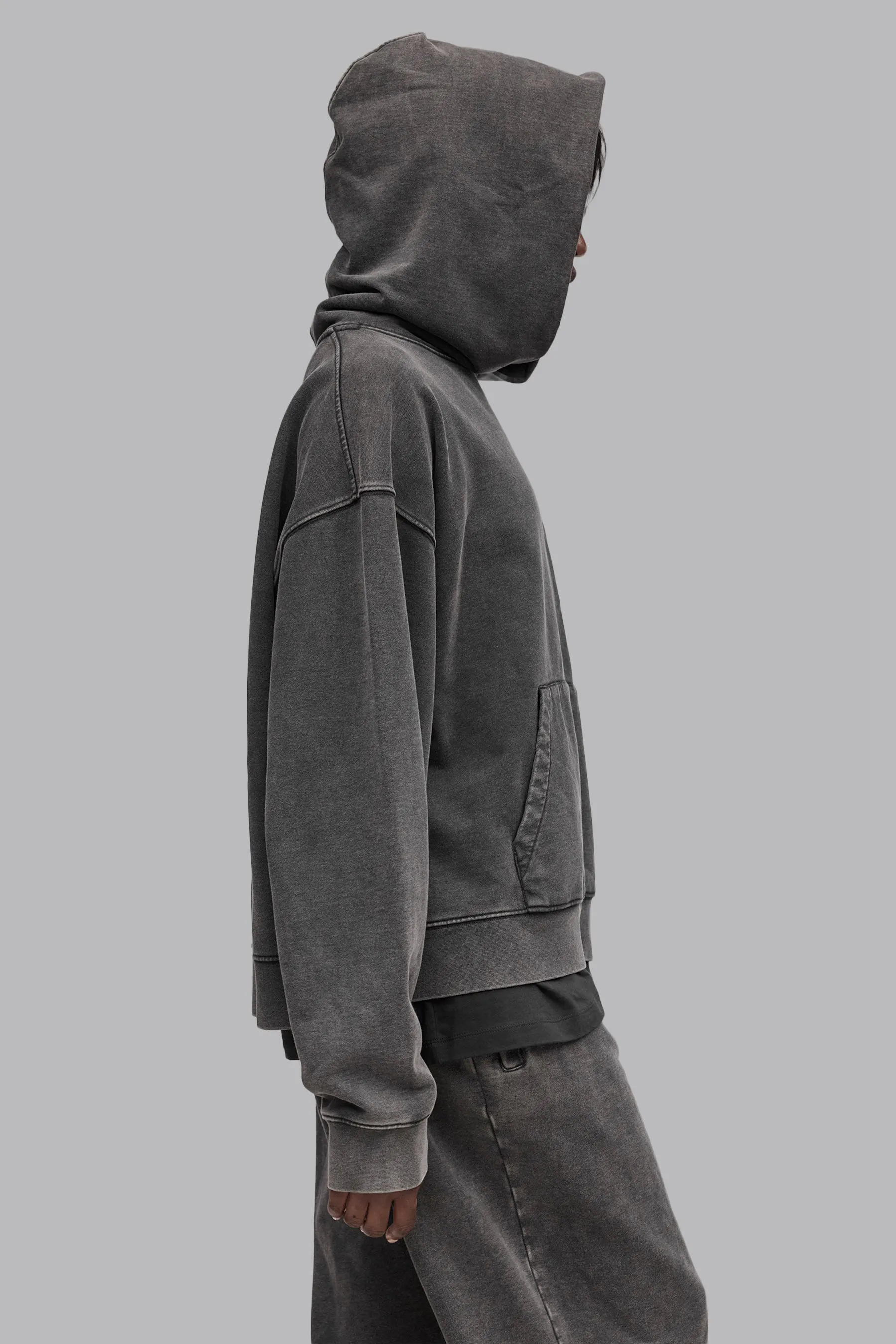 V_LYFE420 BOXY HOODIE - Gray Vintage