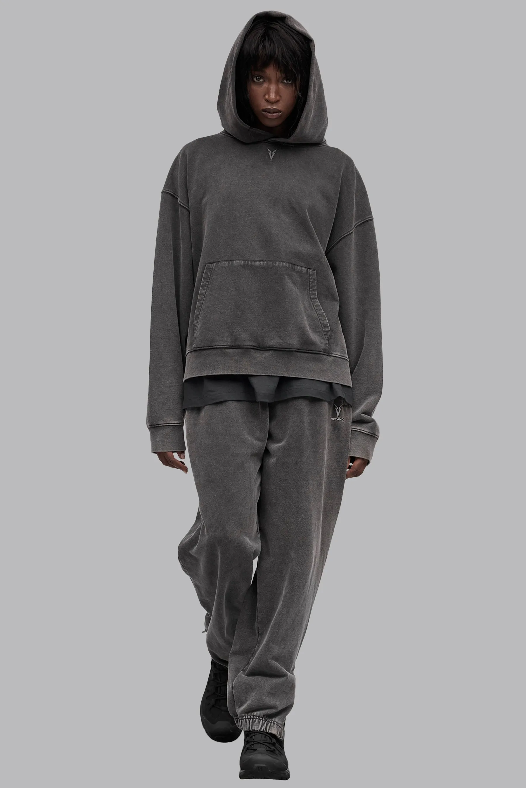 V_LYFE420 BOXY HOODIE - Gray Vintage