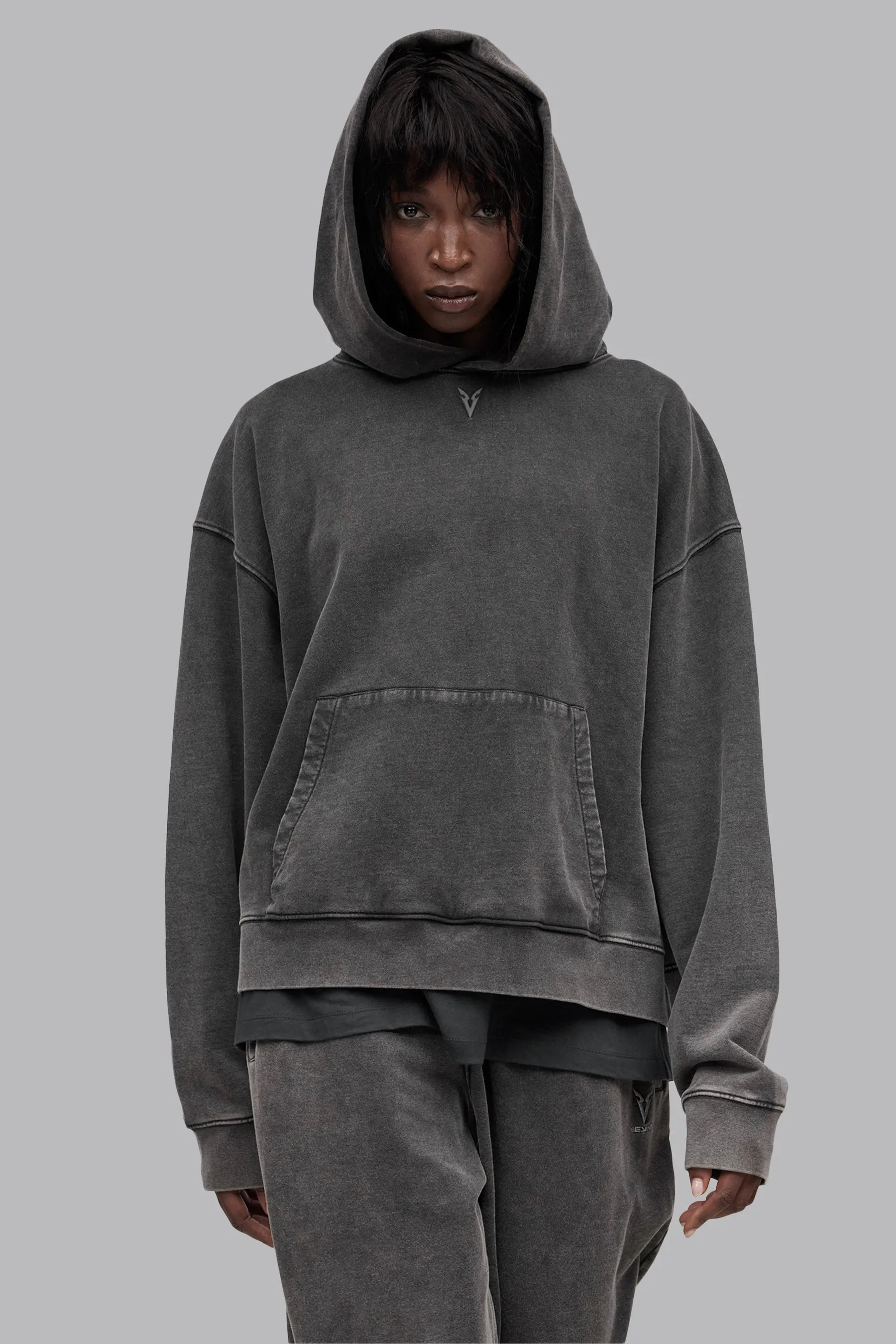 V_LYFE420 BOXY HOODIE - Gray Vintage