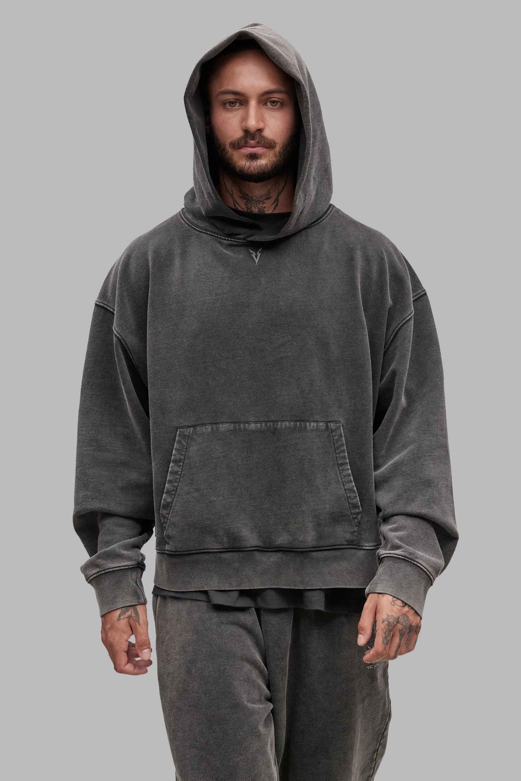 V_LYFE420 BOXY HOODIE - Gray Vintage