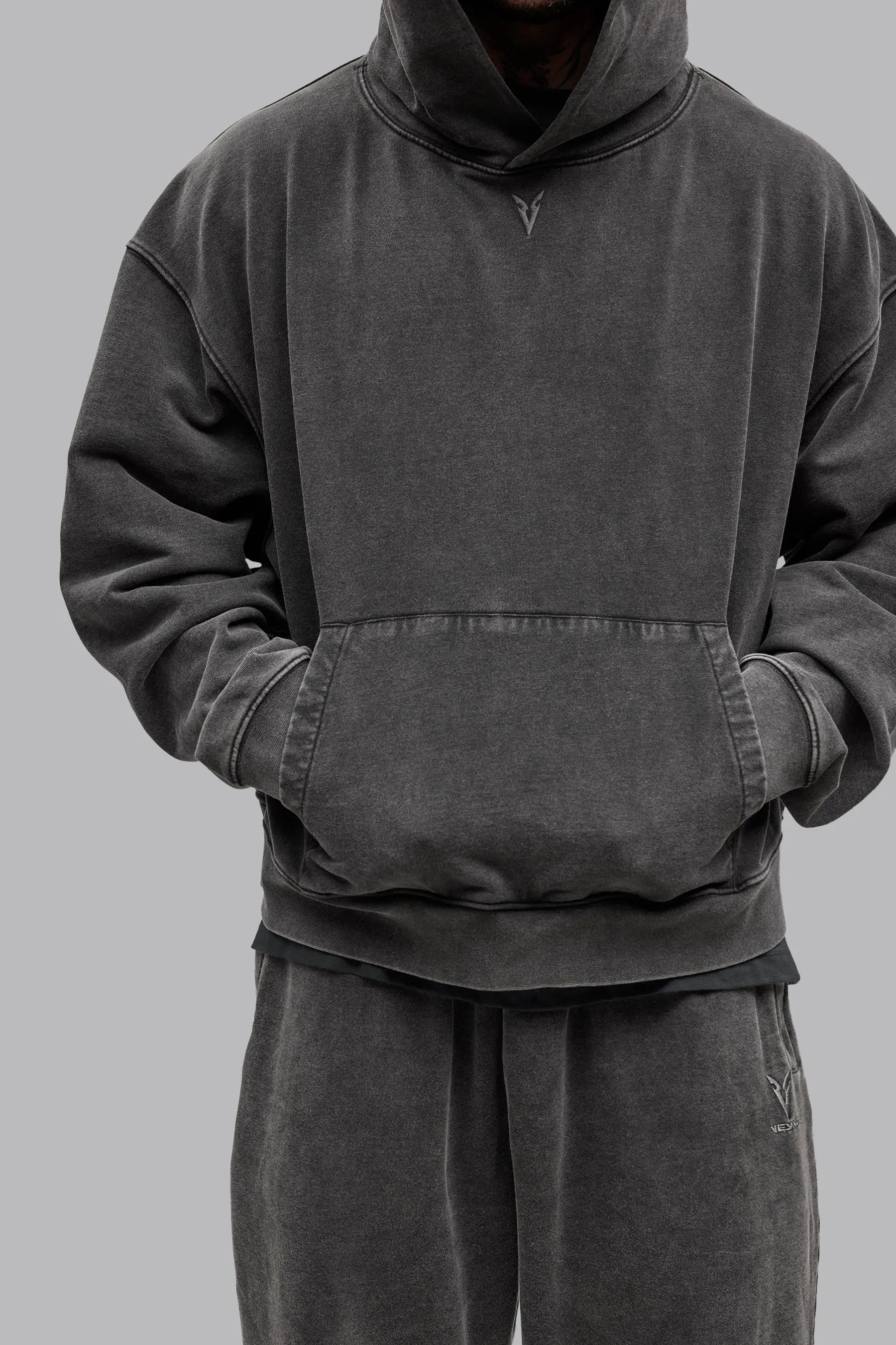 V_LYFE420 BOXY HOODIE - Gray Vintage