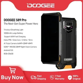 World Premiere DOOGEE S89 Pro Rugged Phone 12000mAh Large Battery Smartphone Helio P90 64MP Camera Phone 8GB 256GB NFC Phone 65W