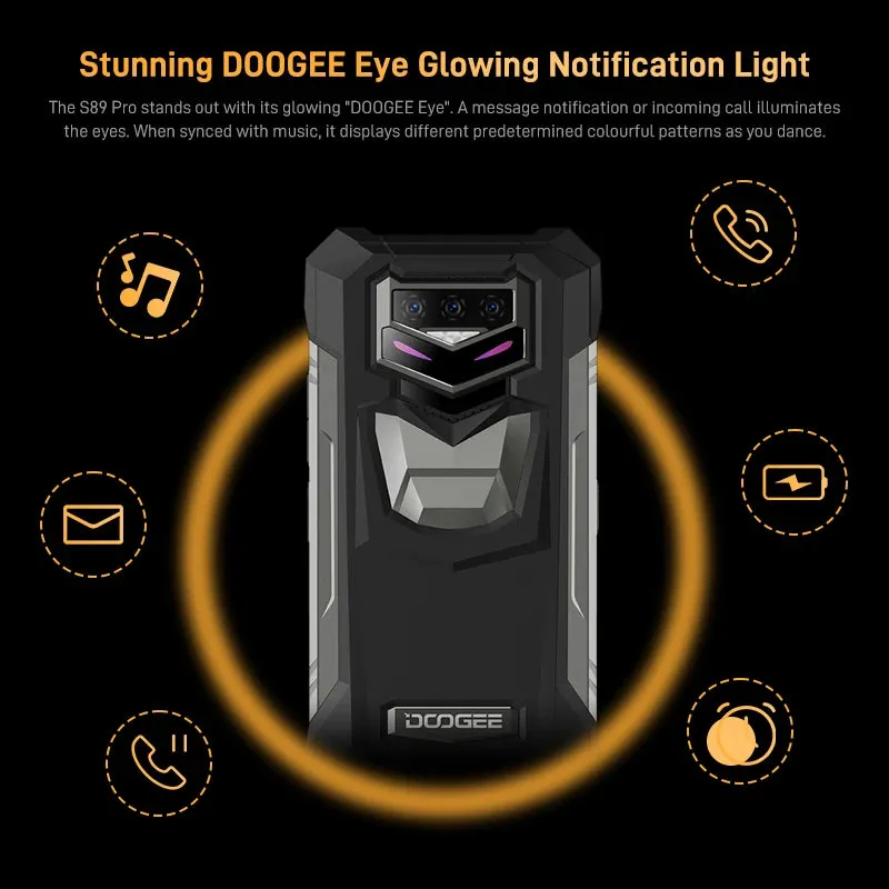 World Premiere DOOGEE S89 Pro Rugged Phone 12000mAh Large Battery Smartphone Helio P90 64MP Camera Phone 8GB 256GB NFC Phone 65W