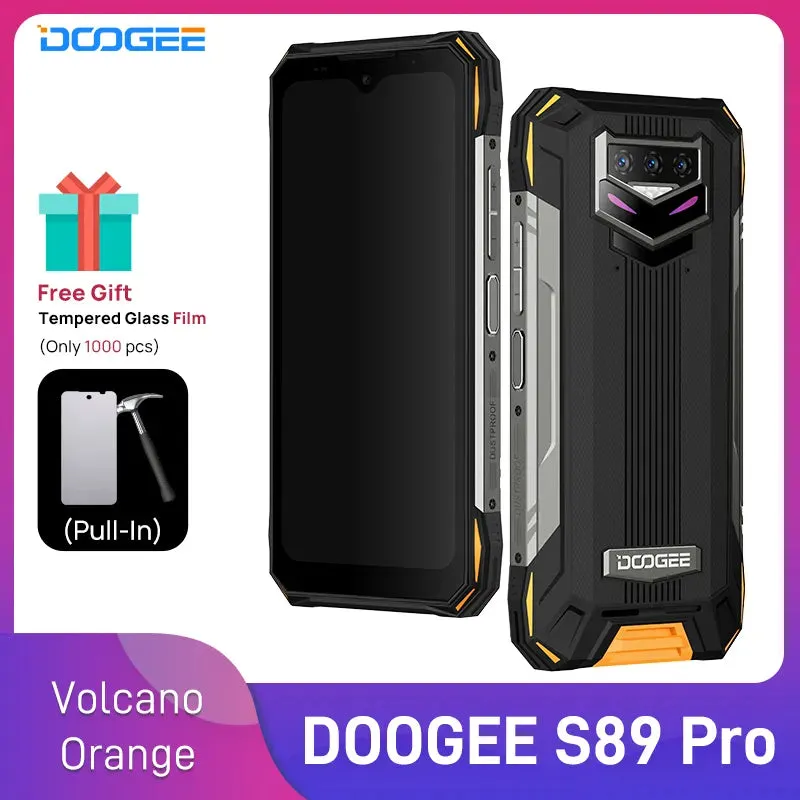 World Premiere DOOGEE S89 Pro Rugged Phone 12000mAh Large Battery Smartphone Helio P90 64MP Camera Phone 8GB 256GB NFC Phone 65W