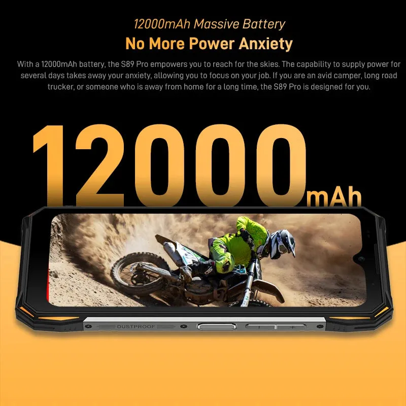 World Premiere DOOGEE S89 Pro Rugged Phone 12000mAh Large Battery Smartphone Helio P90 64MP Camera Phone 8GB 256GB NFC Phone 65W