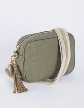 Zoe Crossbody Bag - Khaki/Natural Lurex Stripe
