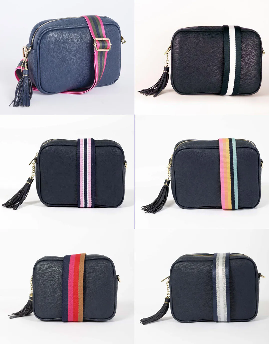 Zoe Crossbody Bag - Navy/Fuchsia Stripe